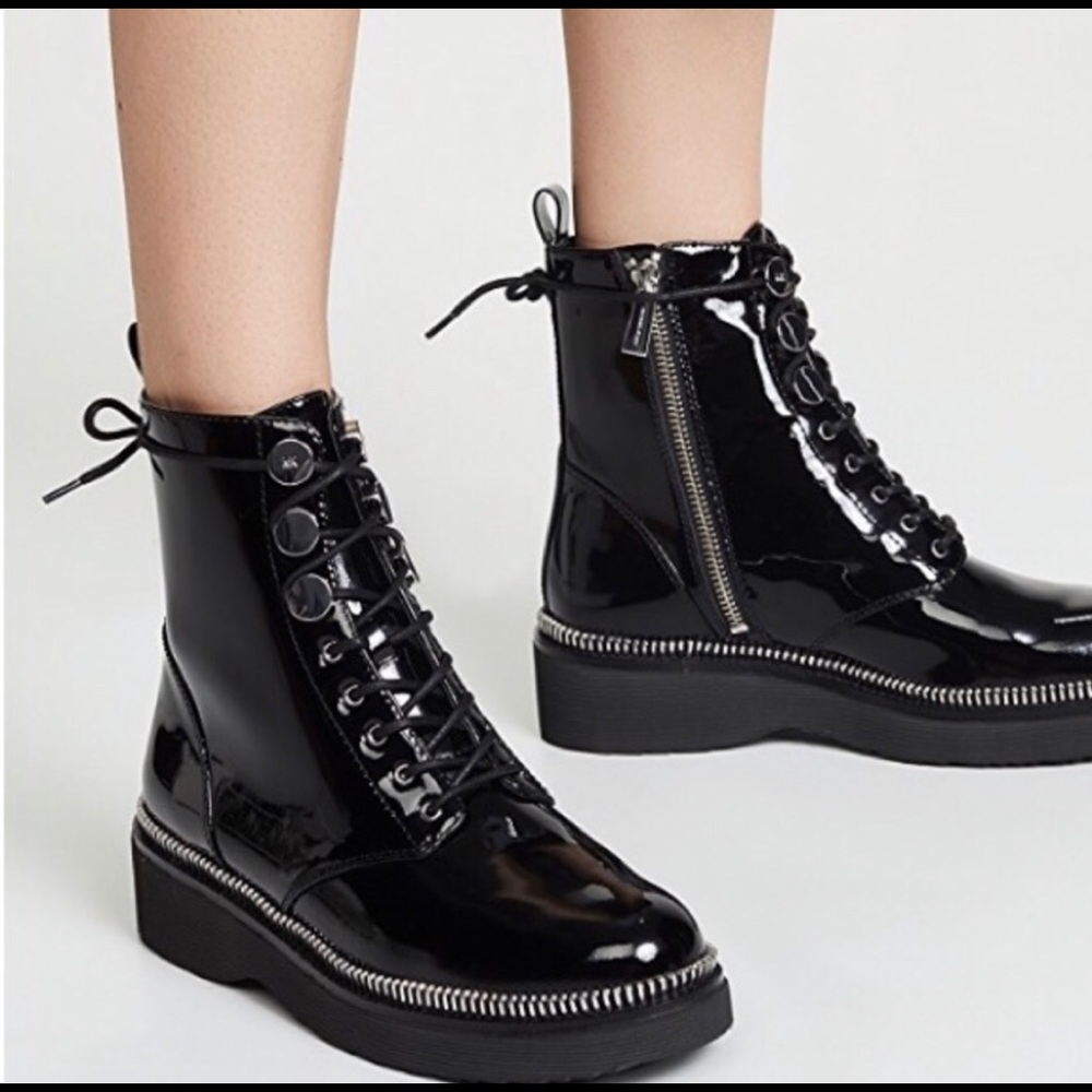Michael Kors Black leather Tavie Combat Boots